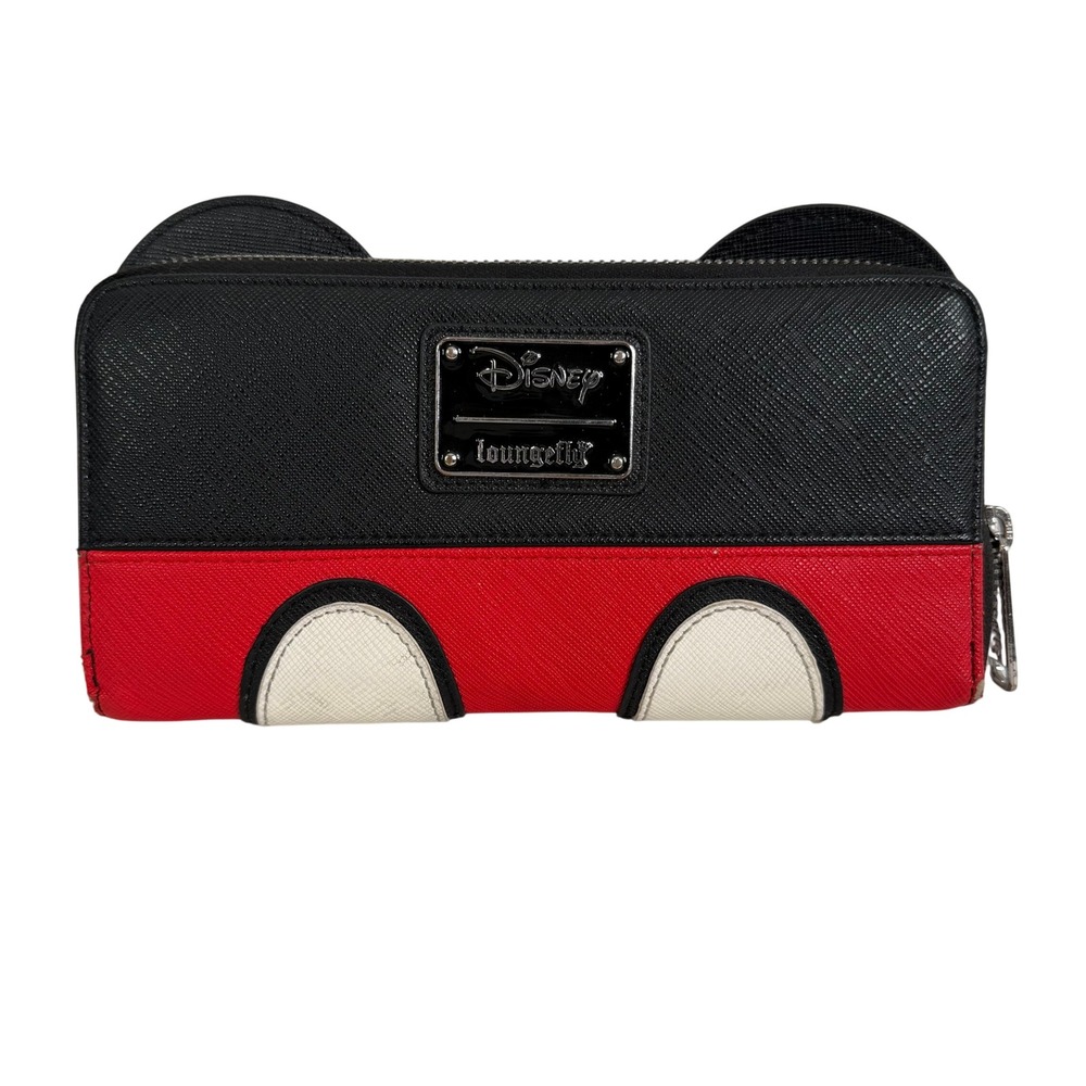 Disney Loungefly Mickey Mouse Ears Zip Around Wallet Faux Leather